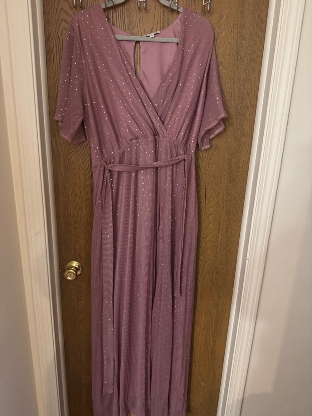 Baltic Born Mauve Sparkle Wrap Maxi Dress with Belt